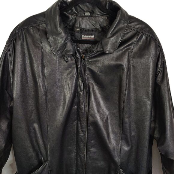 Vtg JACQUELINE FERRAR Leather Jacket XL Men's Thinsulate Long Lined - Picture 2 of 10